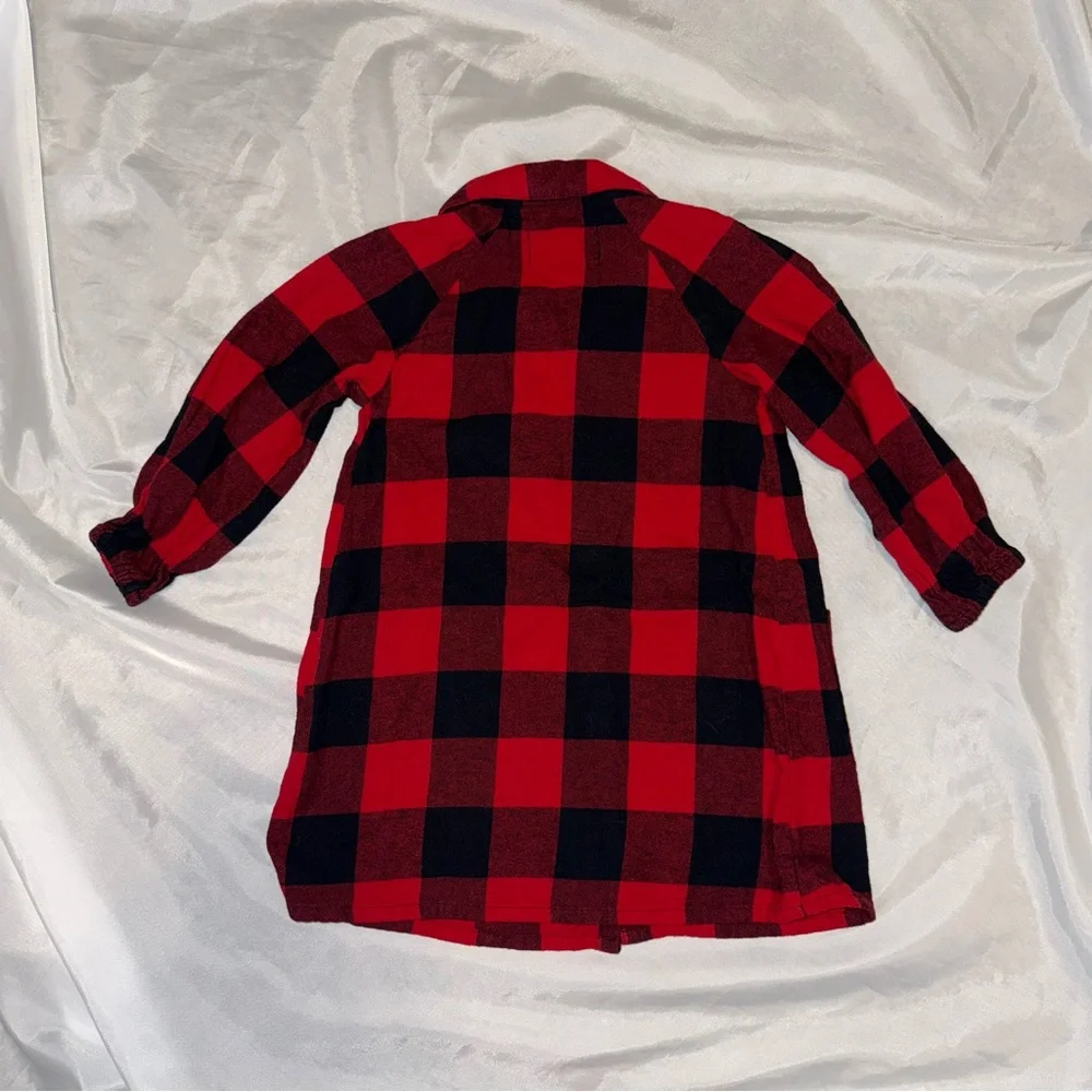 Old Navy Toddler Girl Red/Black Plaid Button-Up Long Sleeve Dress Christmas‎ 3T
